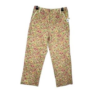 Talbots Pink Yellow Floral Cuffed Capri Pants Sz 6‎ NEW